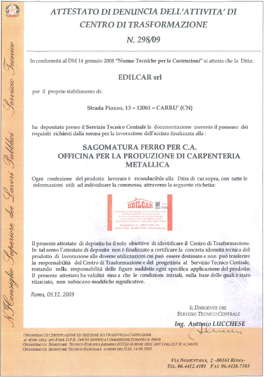Certificazione Ministeriale