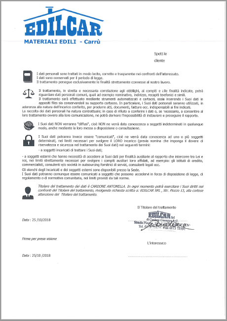 Informativa Clienti